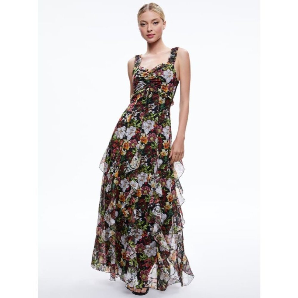Alice + Olivia Rue Godet Maxi Dress 4 NWT $695 - Picture 6 of 11